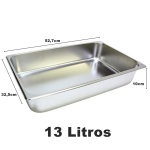 Cuba Rechaud Inox Retangular Grande Funda 13L 1/1 153X32,5X10Cm - imagem 1
