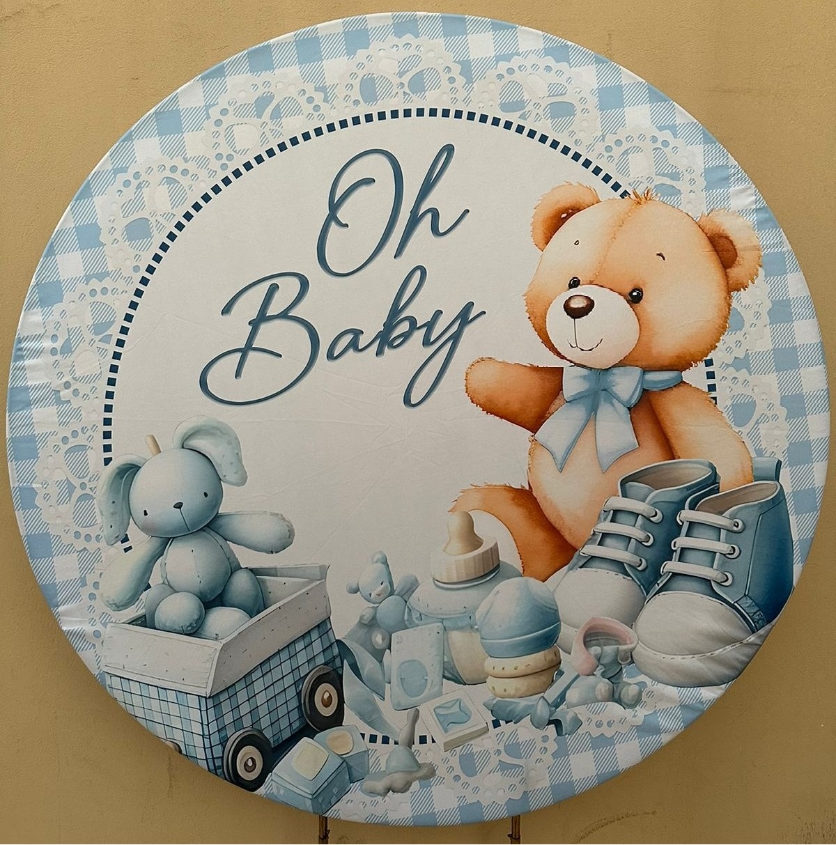 Chá Bebê Oh Baby Azul Painel Redondo 150Cm - FOCUSEVENTOSJATAI