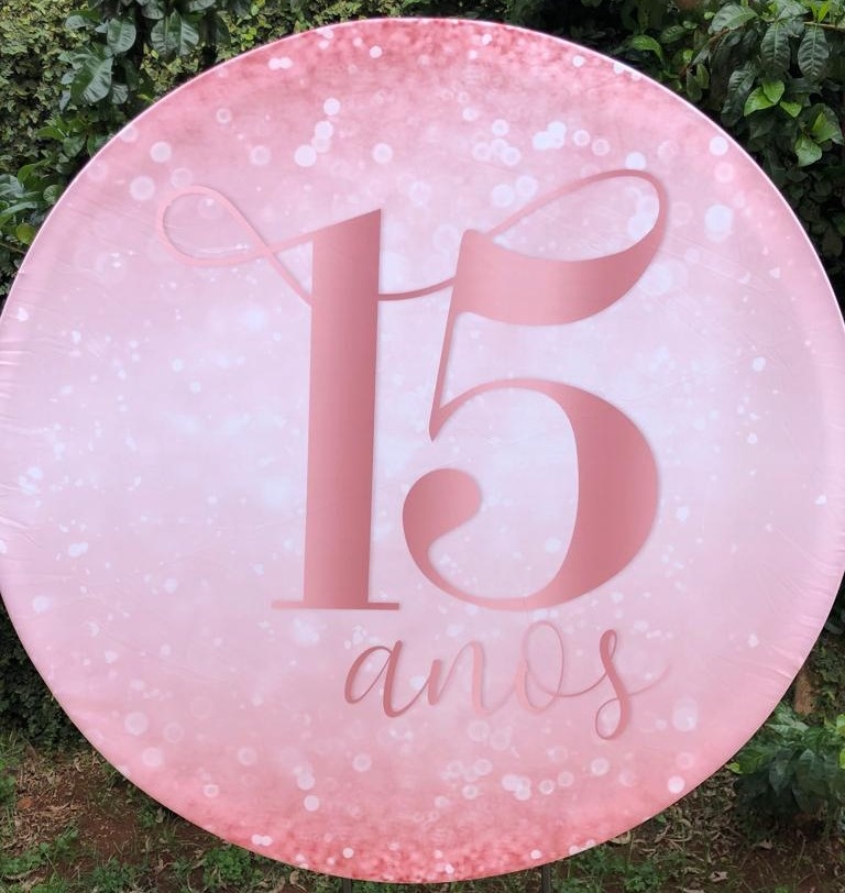 15 Anos Glitter Rosa Claro Painel Redondo150Cm - FOCUSEVENTOSJATAI