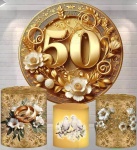 Boda de Ouro 3D Dourado 50 Anos Cilindro Redondo Pmg - imagem 2