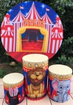 Circo Azul E Vermelho Leão Painel Redondo 150Cm - imagem 1