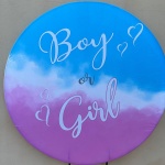 Chá Revelação Boy Or Girl Azul E Rosa Listrado E Coração Cilindro Redondo Pmg - imagem 2