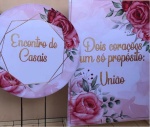 Encontro de Casais Floral Rosa Painel Retangular 220X150Cm - Fundo Branco Liso - imagem 2