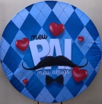 Papai Xadrez Azul Claro E Escuro Painel Redondo 150Cm - imagem 1