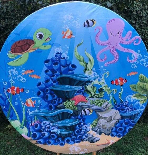 Fundo Do Mar Azul Painel Redondo 150Cm - FOCUSEVENTOSJATAI