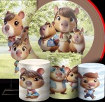 Capivara 3D Familia Na Floresta Cilindro Redondo Pmg - imagem 2