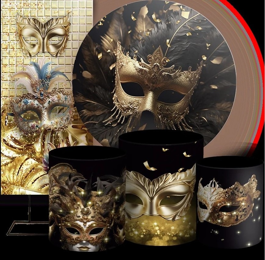 Carnaval Baile de Mascaras Painel Retangular 220X150Cm - FOCUSEVENTOSJATAI