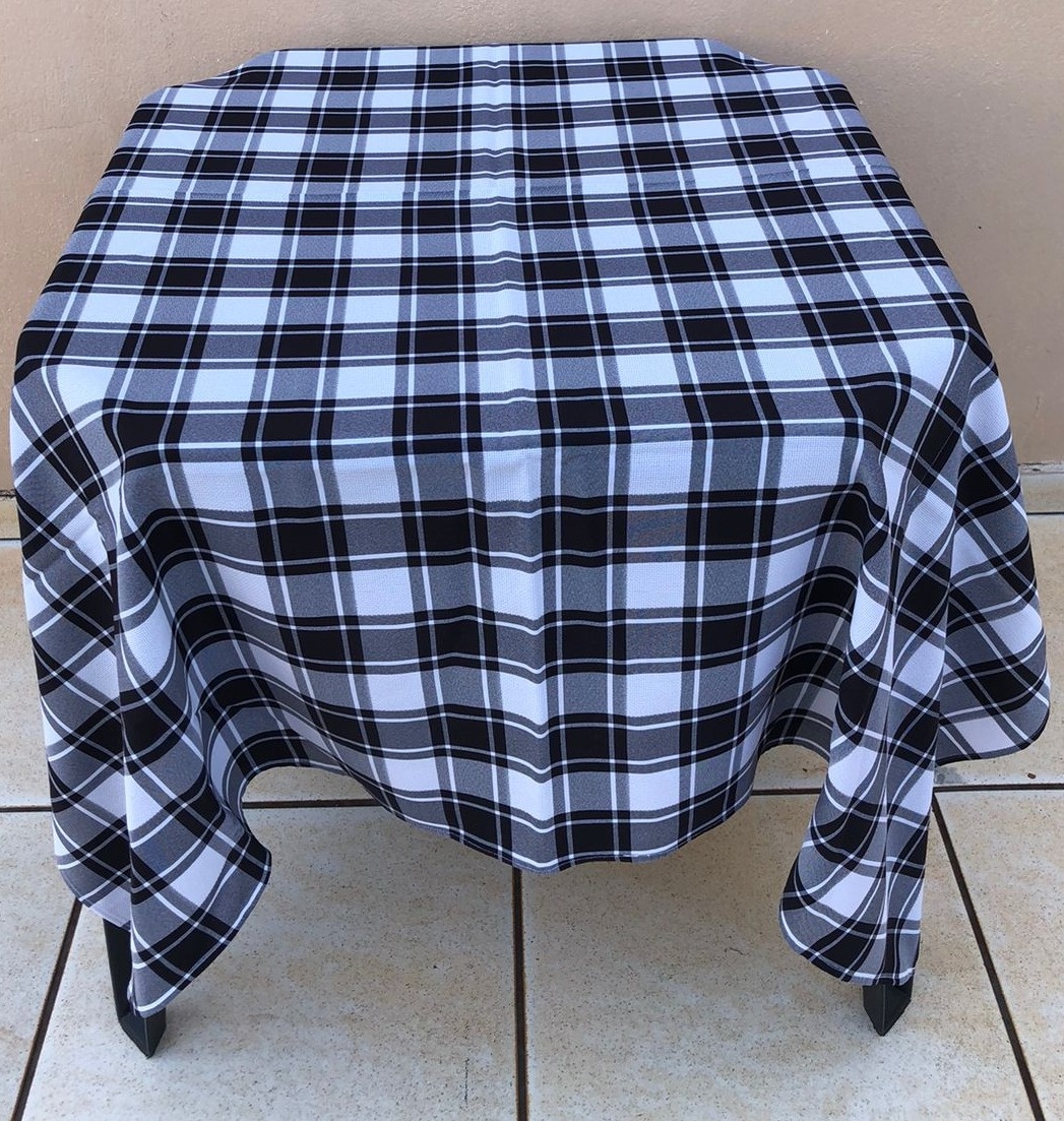 Forro Quadrado Xadrez Preto Listas Oxford 140X140Cm - FOCUSEVENTOSJATAI