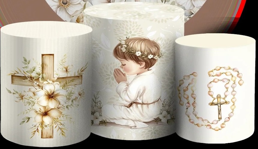 Batizado 3D Menina de Ouro Cilindro Redondo Pmg - FOCUSEVENTOSJATAI