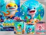 Baby Shark 3D Fundo Do Mar Painel Redondo 150Cm - imagem 2