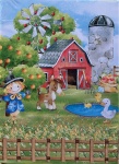 Fazendinha Azul Trator Caminhao E Espantalho Paiol Painel Retangular 220X150Cm - imagem 1