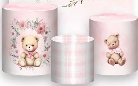 Cha Revelação Ursinho Laço Rosa Candy Cilindro Redondo Pmg - FOCUSEVENTOSJATAI