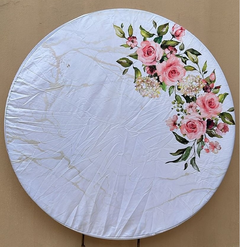 Floral Hortência Cha Rosas Rose Painel Redondo 150Cm - FOCUSEVENTOSJATAI