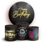 Happy Birthaday Parede Tijolo Preto Cilindro Redondo Pmg - imagem 2