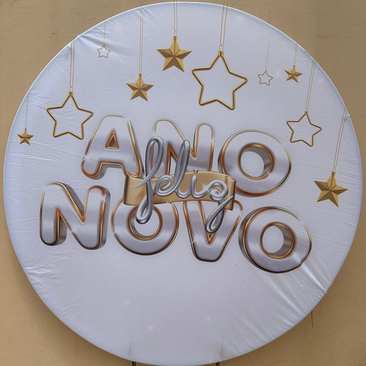 Ano Novo Estrela Vazada Prata E Dourado Painel Redondo 150Cms - FOCUSEVENTOSJATAI