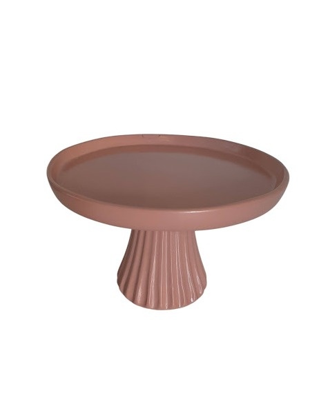 Bandeja Com Pé M Cerâmica - Rosa - Malila Festas 