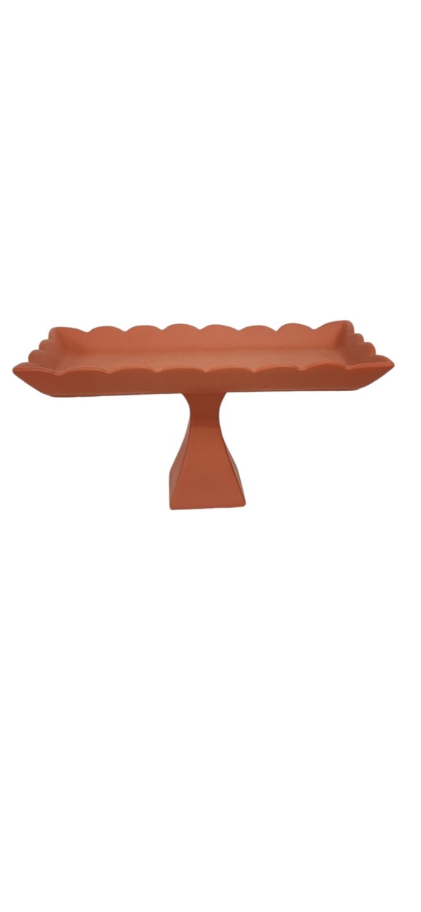 Bandeja Com Pé Retangular M - Terracota - Malila Festas 